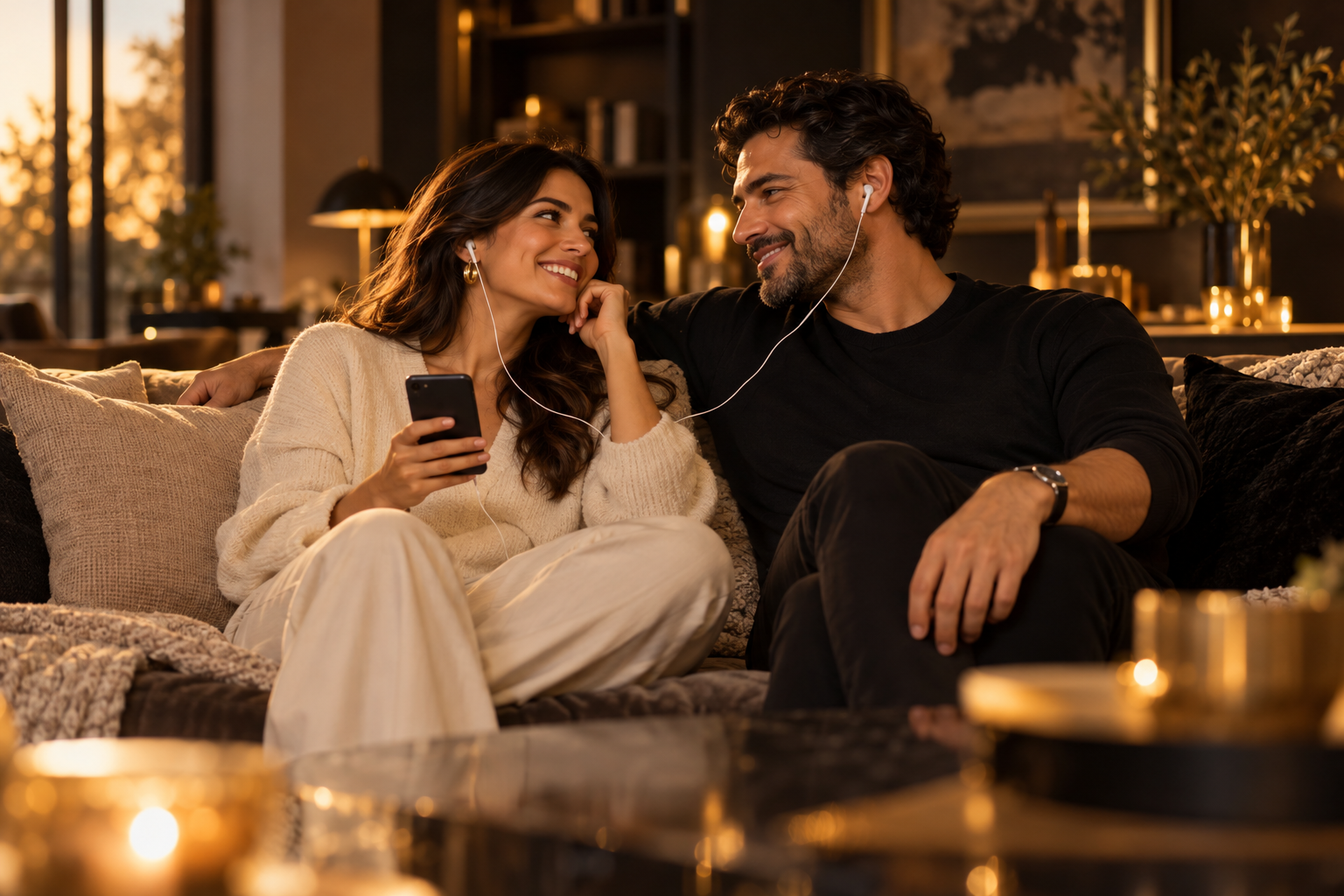 Pareja compartiendo una canción personalizada